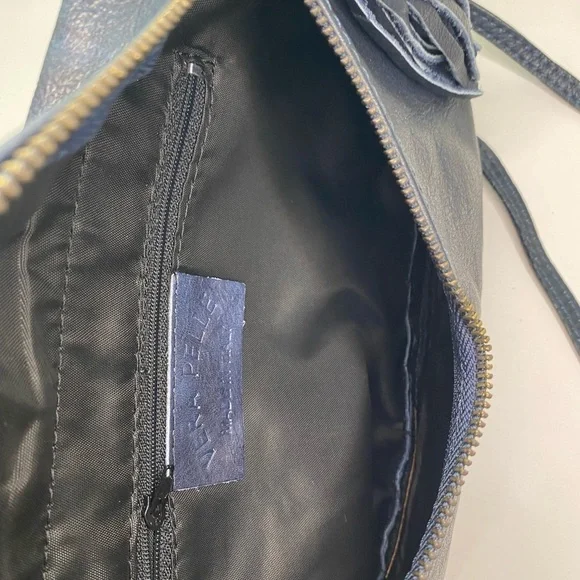 Vera Pelle Genuine Leather made in Italy royal blue envelope crossbody purse - Picture 9 of 10